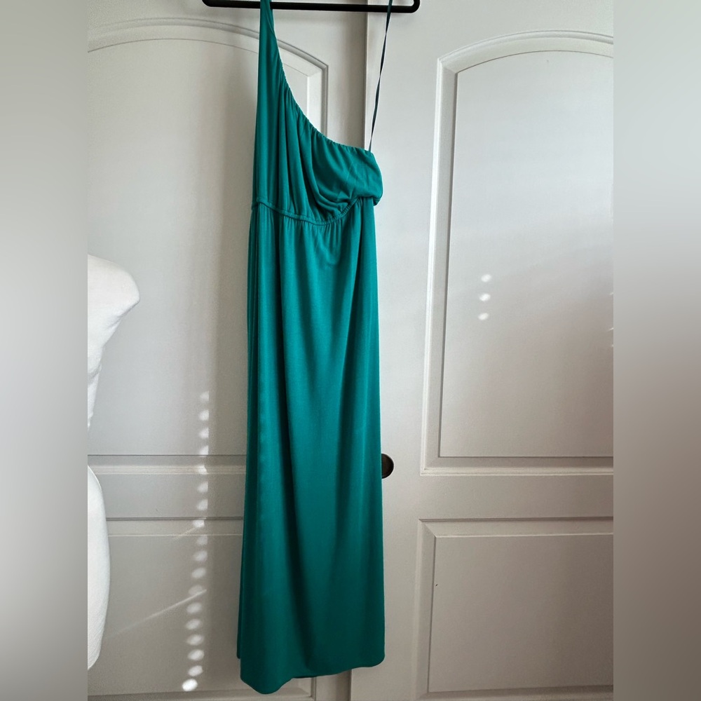 J CREW Vintage Thea One-Shoulder Grecian Dress in Emerald, Sz XXL - Picture 3 of 7